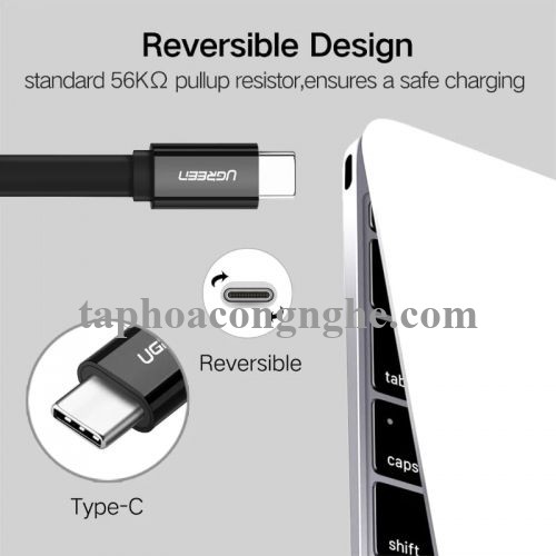 Ugreen 10696 0.5M màu đen Cáp USB TypeC sang USB 3.0 cáp dẹt US172 30010696